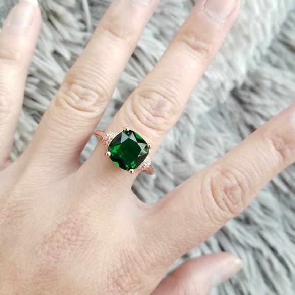 🔥LAST 1🔥NEW ROSE GOLD PLATED EMERALD RING - Picture 7 of 15